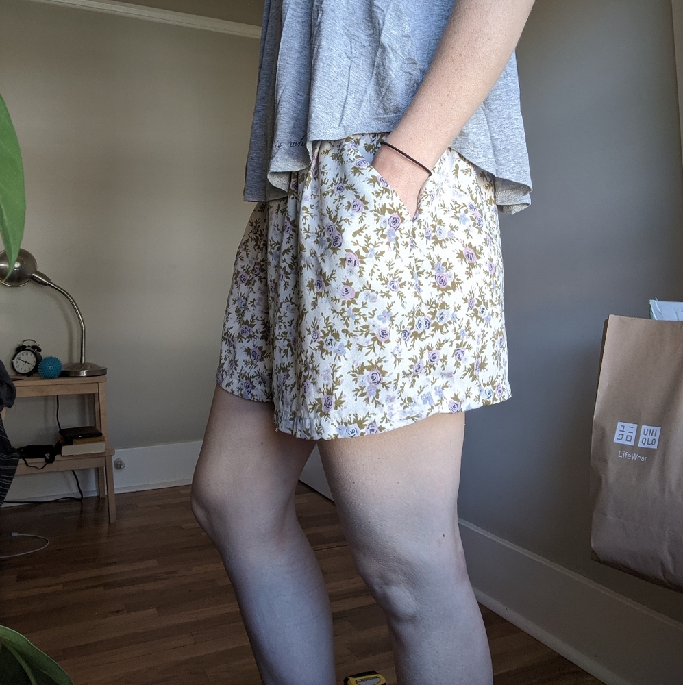 Floral Kimchi Blue high waisted shorts